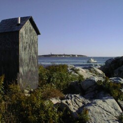 THe old outhouse on Lunging Island